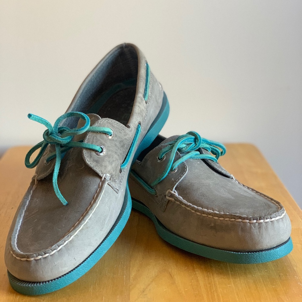 Sperry Top-Sider A/O 2-Eye Grey w/ Blue 10.5 M